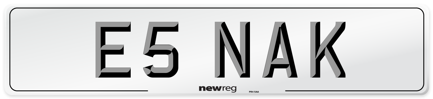 E5 NAK Number Plate from New Reg